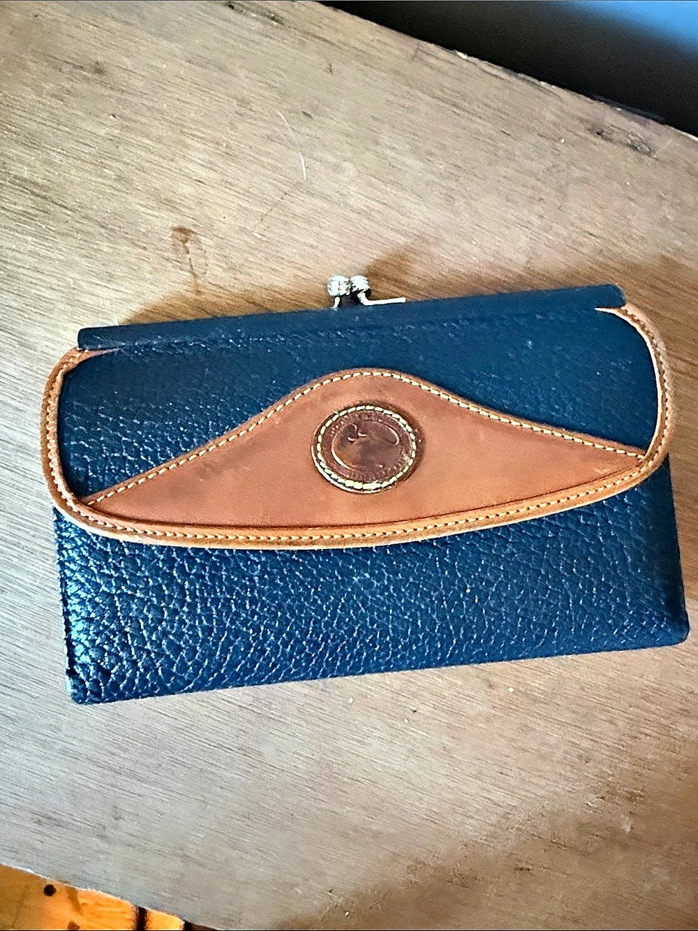 Vintage Dooney & Bourke All Weather Leather Kiss-Lock Checkbook Wallet